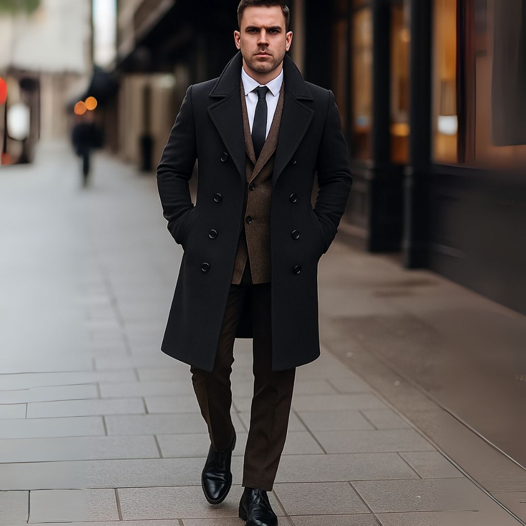 Wollmantel Cavil – Schwarz