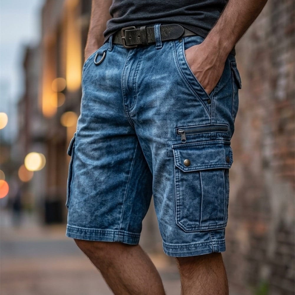 Pieter | Funktionale Denim Cargo Shorts
