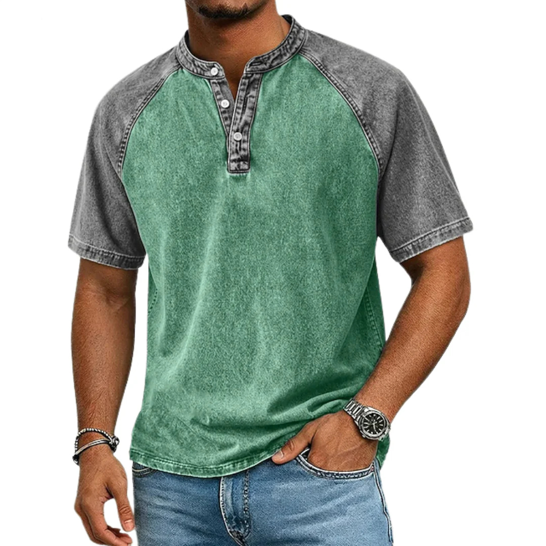 Paul | Vintage Zweifarbige Henley-Shirt