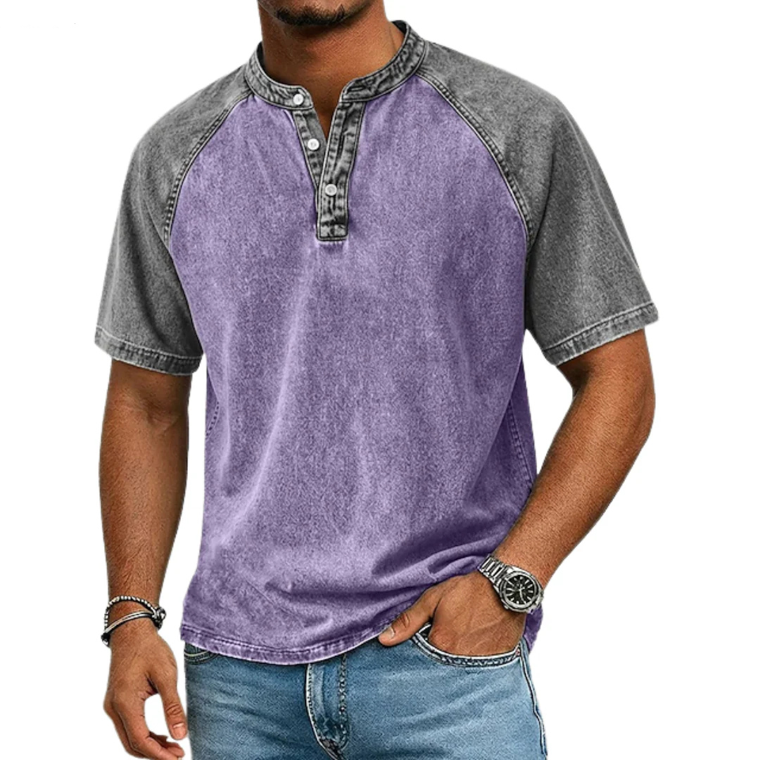 Paul | Vintage Zweifarbige Henley-Shirt