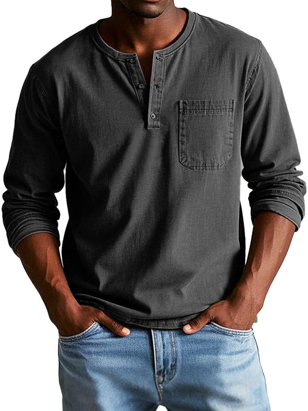 Koen | Zeitlose Langarmshirt mit Henley-Ausschnitt